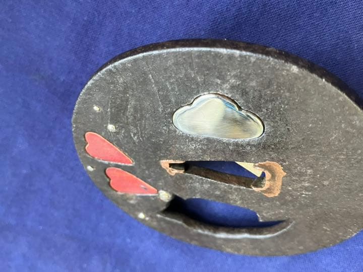 刀鍔　鍔　鉄地　銀と銅の象嵌