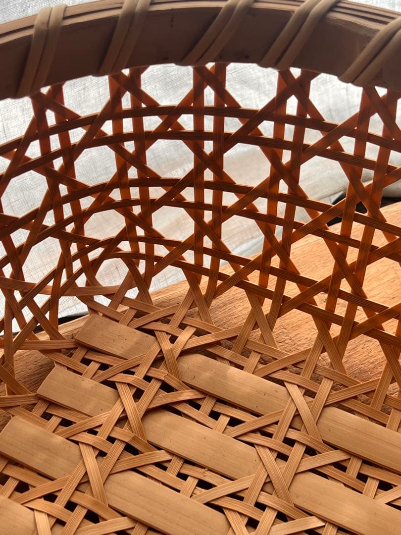 【宮城 山元町職人作】竹編みかご 一点物 未使用新品 手提げ籠 伝統工芸