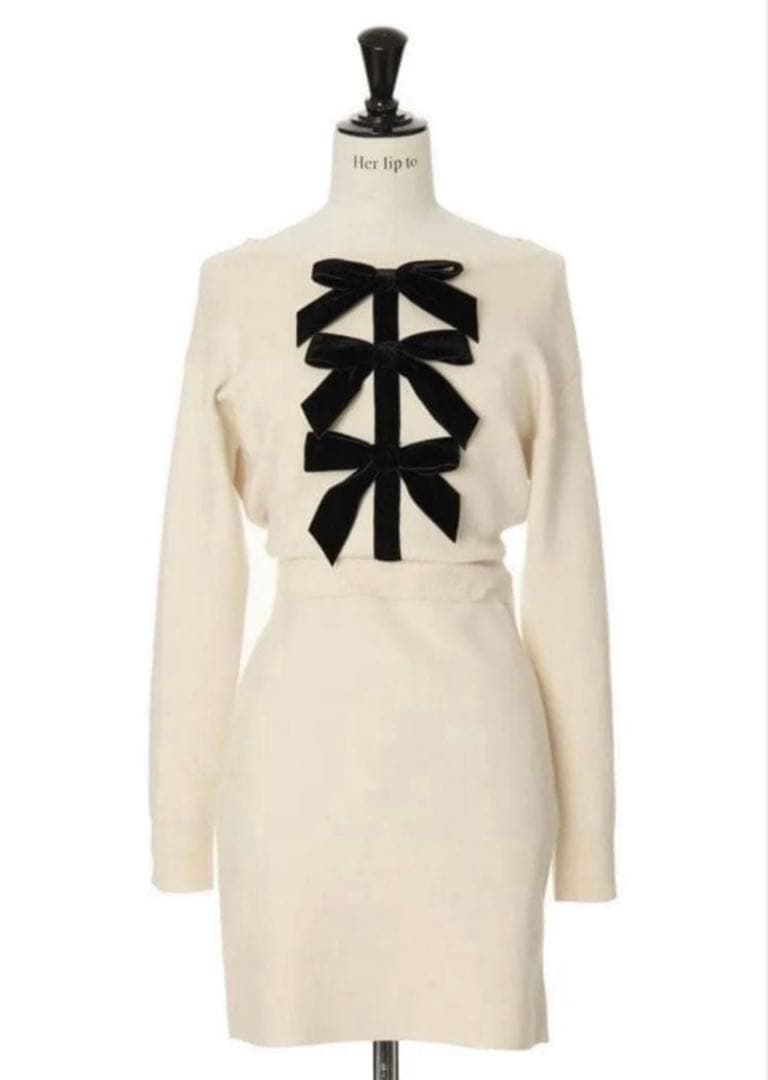 ワンピース Herlipto Simone Knit Mini Dress ecru M