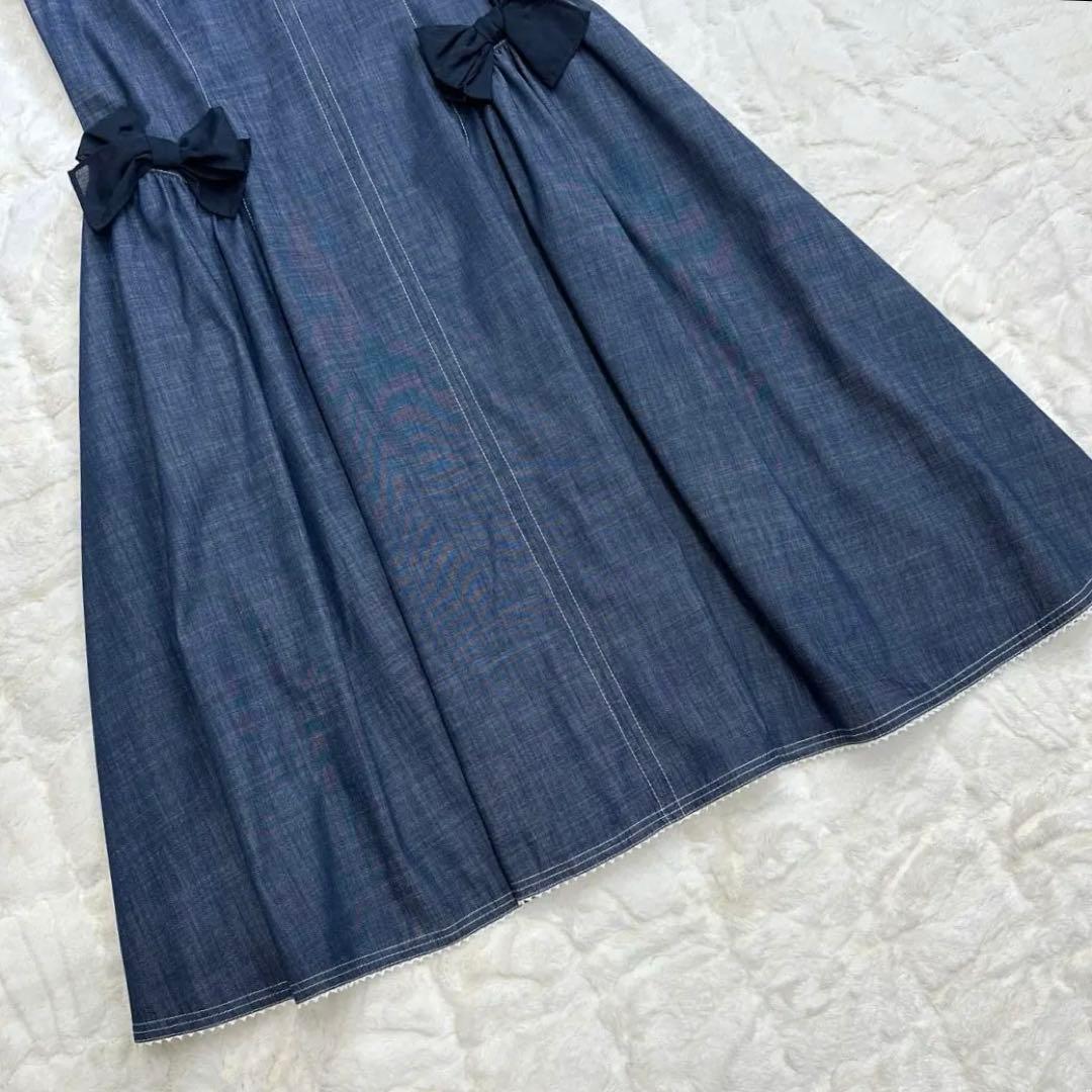 エムズグレイシー リボン 半袖 デニム ワンピース サイズ40