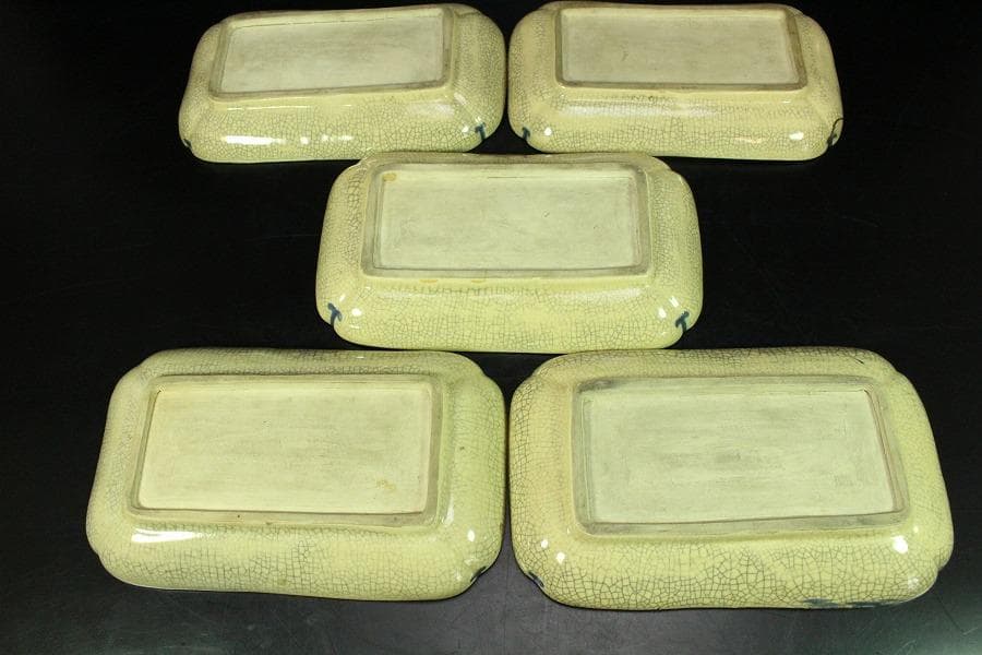 仁清写 色絵 金彩 鴛鴦流水紋 長皿 十客 古清水 茶道具(K-A227)