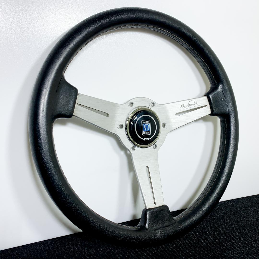 ナルディ クラシック シルバー スポーク レザー 33パイ ホーンボタン&ネジ付