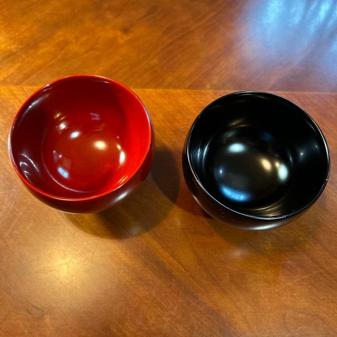 専用です！漆器 椀、茂徳作グラスセット 赤黒 4個 スプーン2本、未使用。