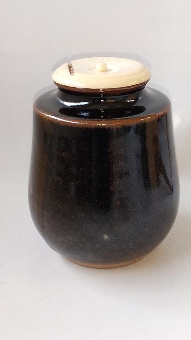 Bottom松本鉄山 松本鐵山 中興名物写 橋立茶入仕覆住吉緞子共箱栞新品