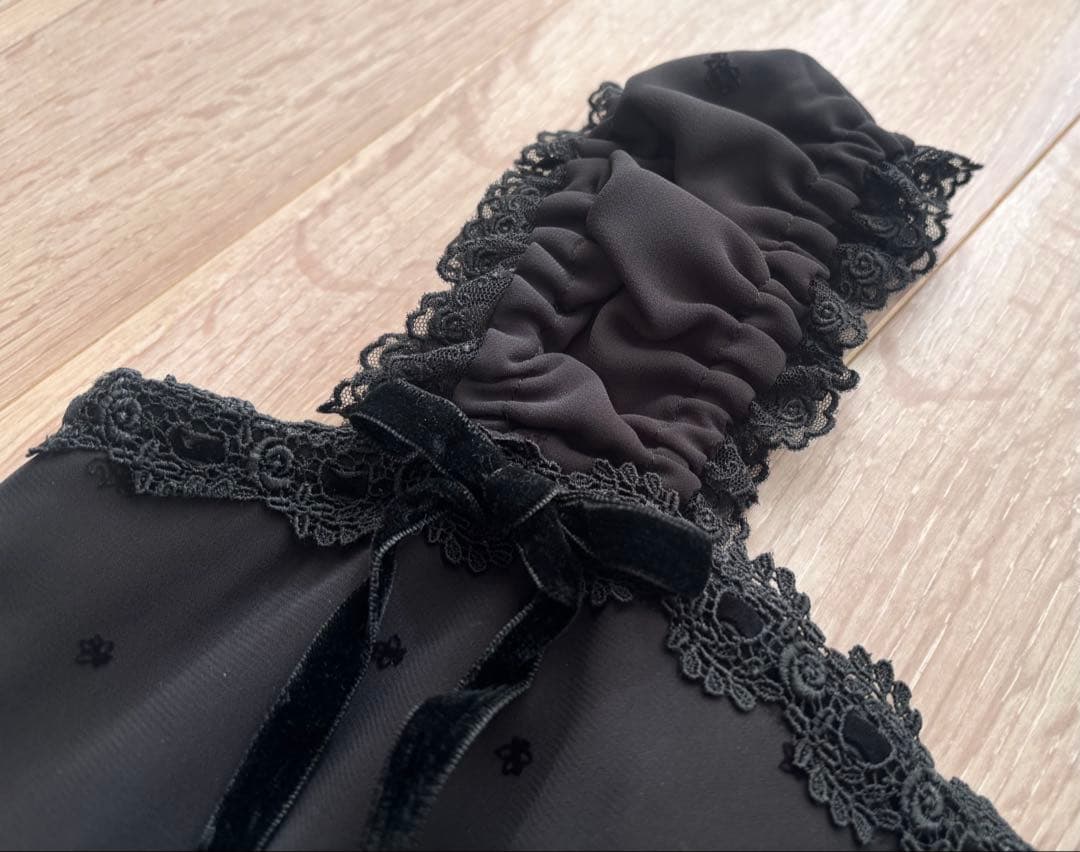 Moi meme Moitie薔薇フロッキー後ろ編み上げJSK黒✦レア 超美品