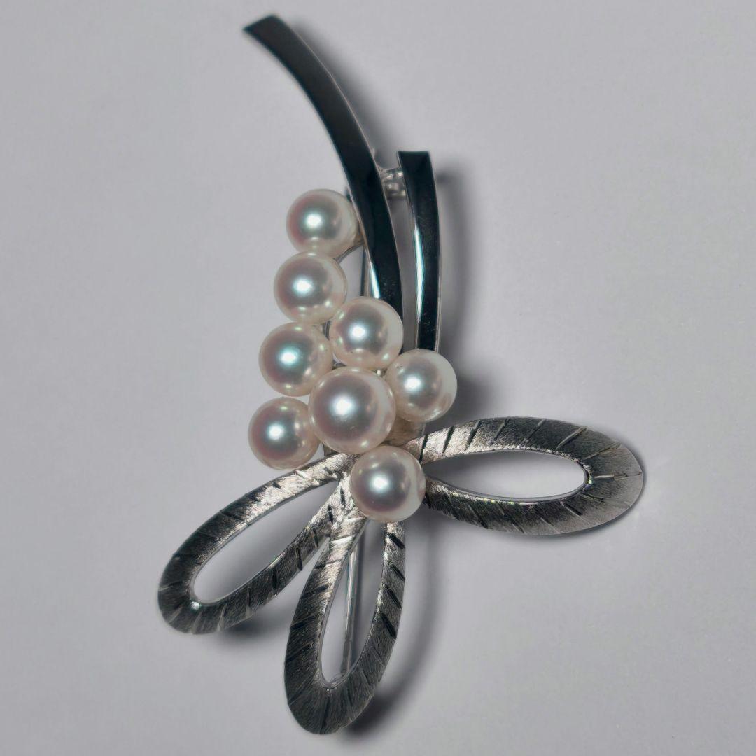 【極美品 最高級】ミキモト ブローチ パール リボン 8珠 皇室御用達