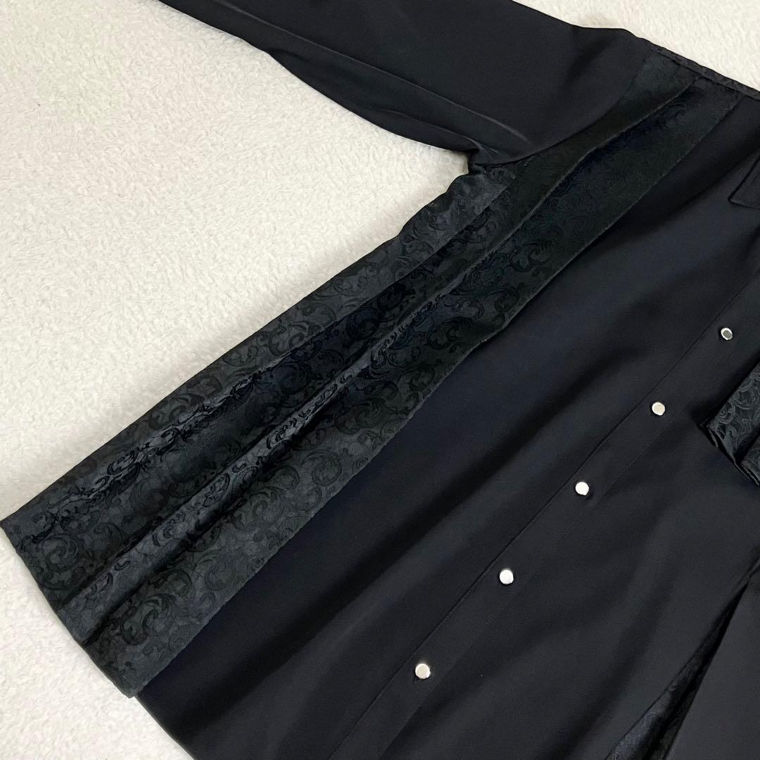 HARE ハレ　ジャガードキリカエプリーツシャツ　ブラック 長袖　F 匿名配送