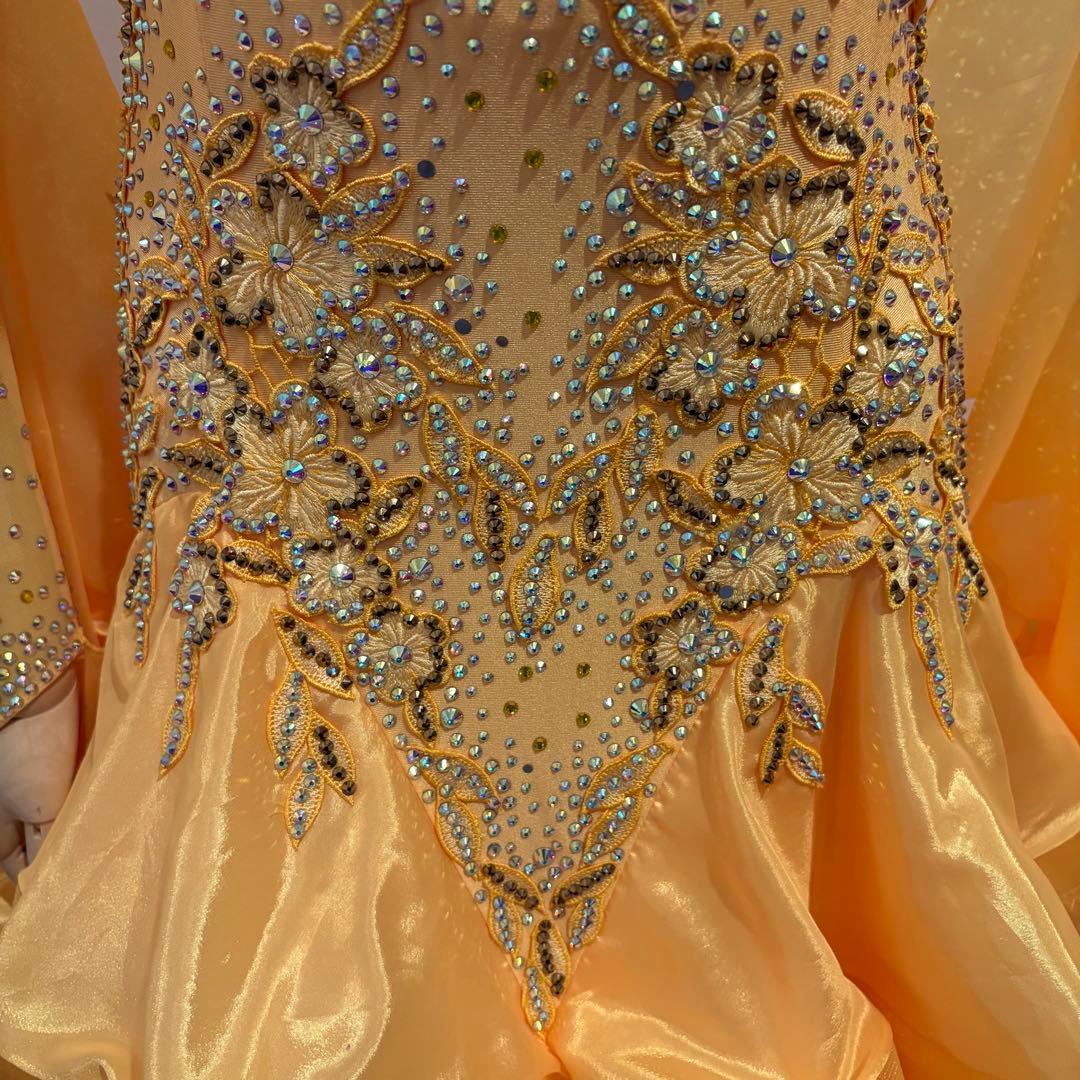 社交ダンスドレス イエロー デモ 競技用 ボリューム パーティ 発表会 豪華