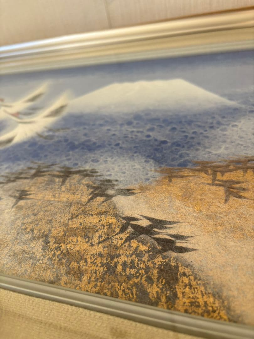 「翔」山内一生工房　富士山と鶴　和紙工芸　小原工芸品