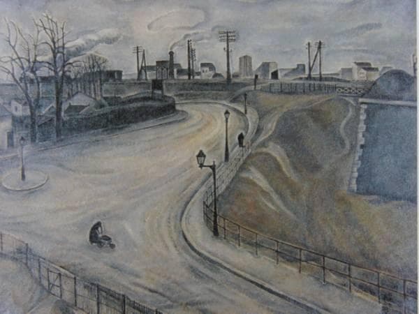 藤田嗣治、【パリ風景】、希少画集画、高級新品額・額装付、状態良好