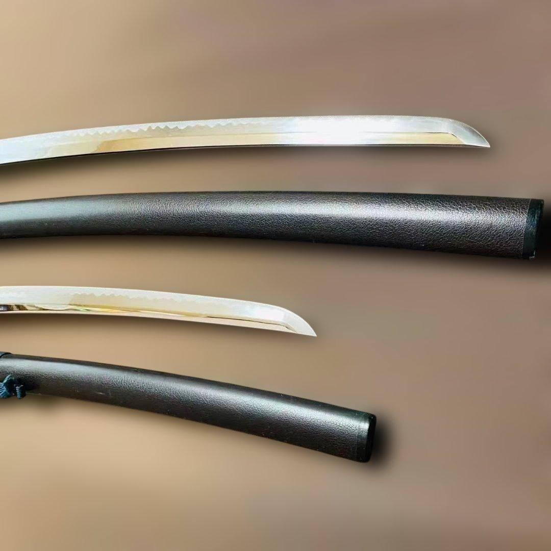 高級模造刀 居合刀 　のたれ刃紋　2本セット　打刀　脇差 インテリア （刀2）