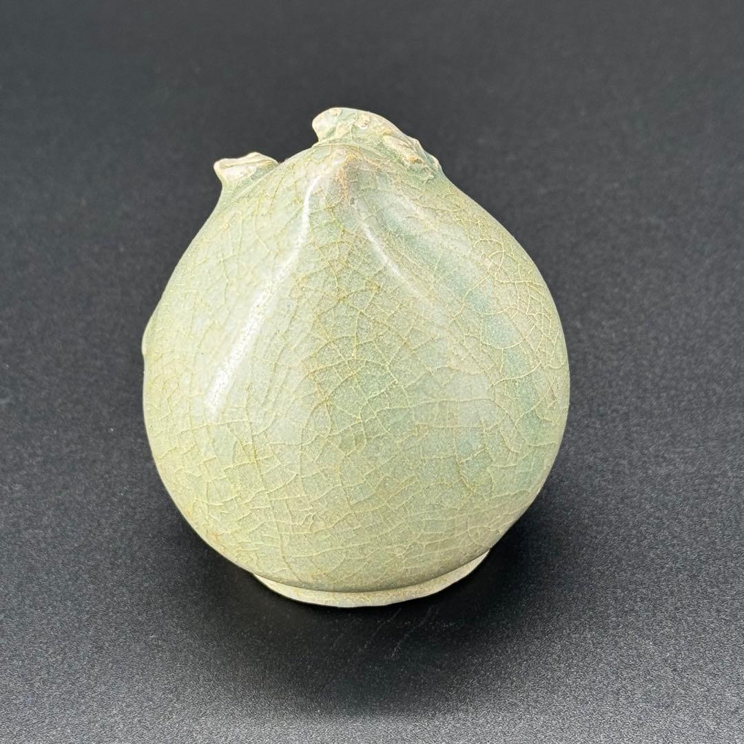 青磁　桃　水滴　時代物