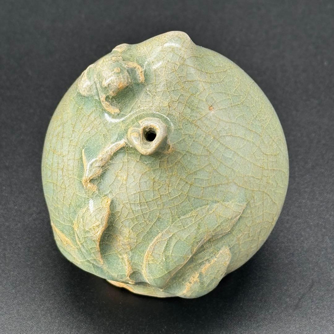 青磁　桃　水滴　時代物
