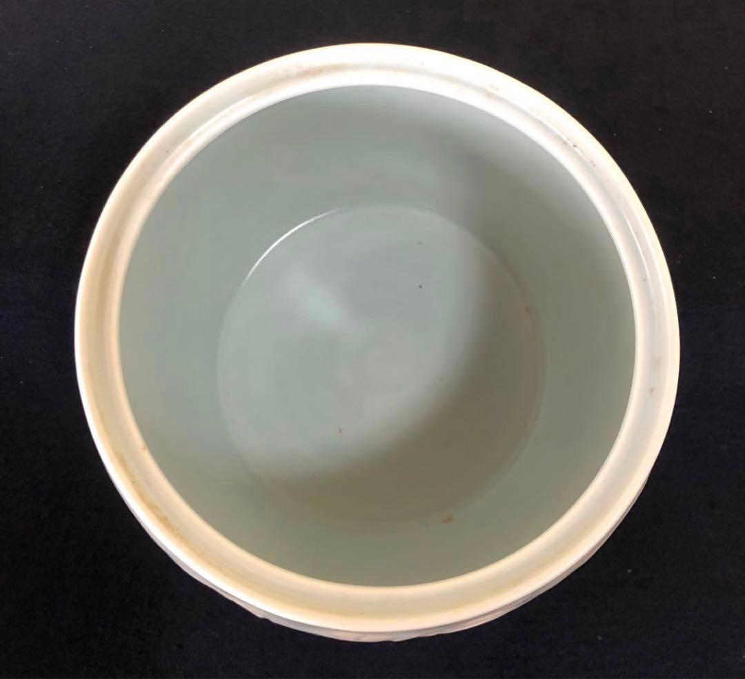 《R》妙高焼 青磁 椿文 水指 高井進 歴書 共布 共箱　260128く2