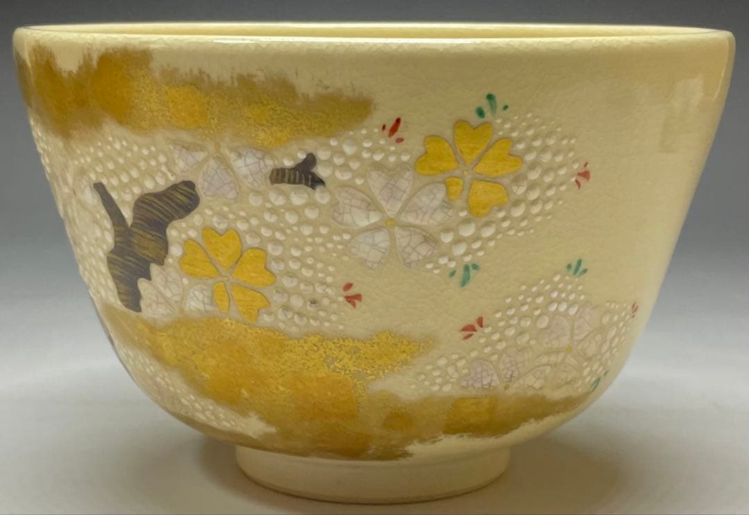 橋本城岳　鳴滝窯　色絵　桜花文　京焼　共箱　ec6654