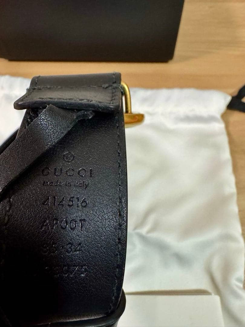 正規品 GUCCI GGマーモント ダブルG ベルト ブラック スリムベルト