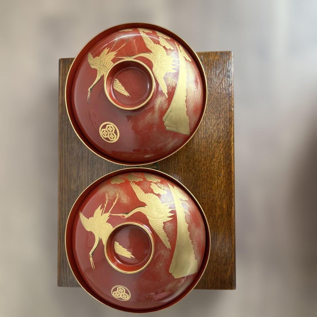 （極上美品）時代椀　輪島塗本漆　金蒔絵椀 天然木 2客