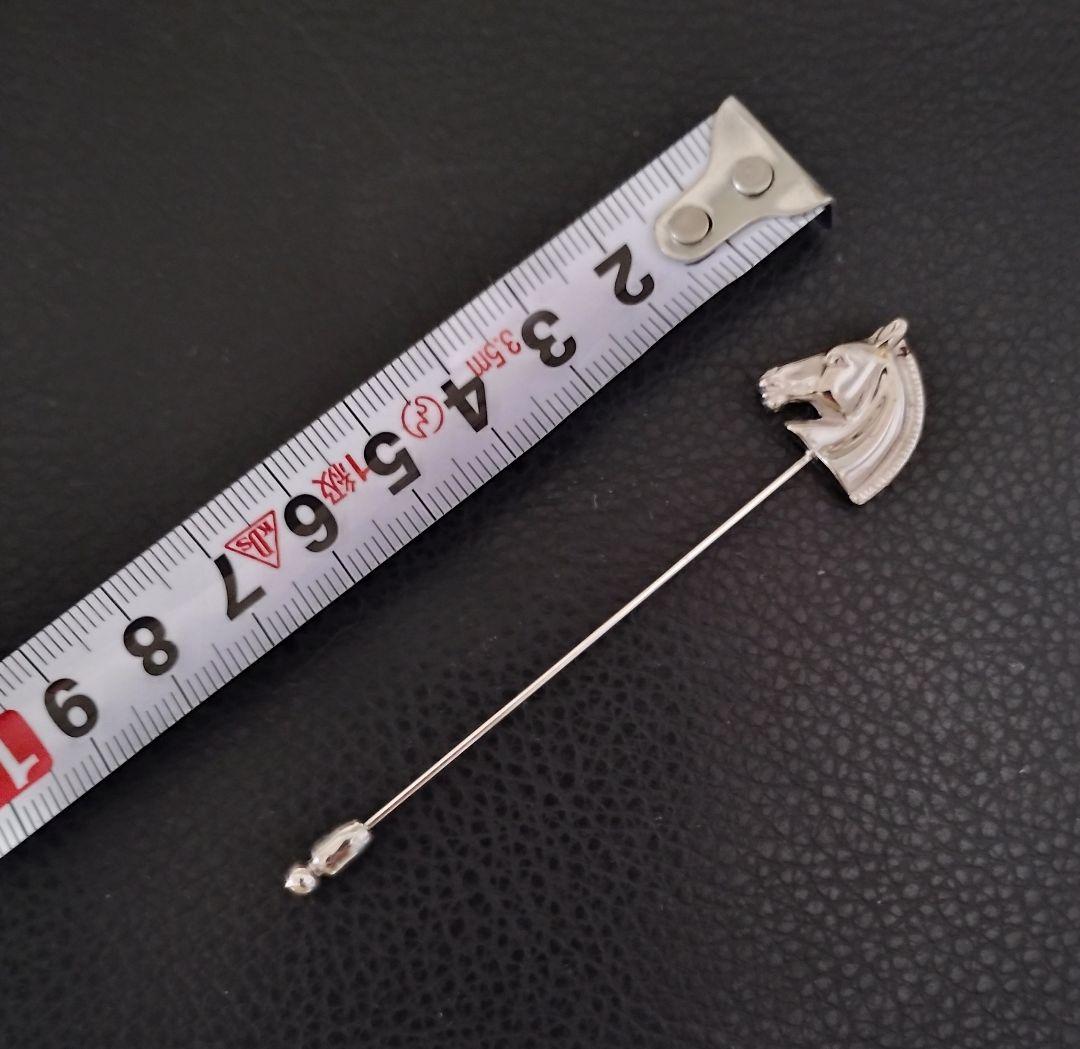 美品 エルメス ホースヘッド ピンブローチ シルバー