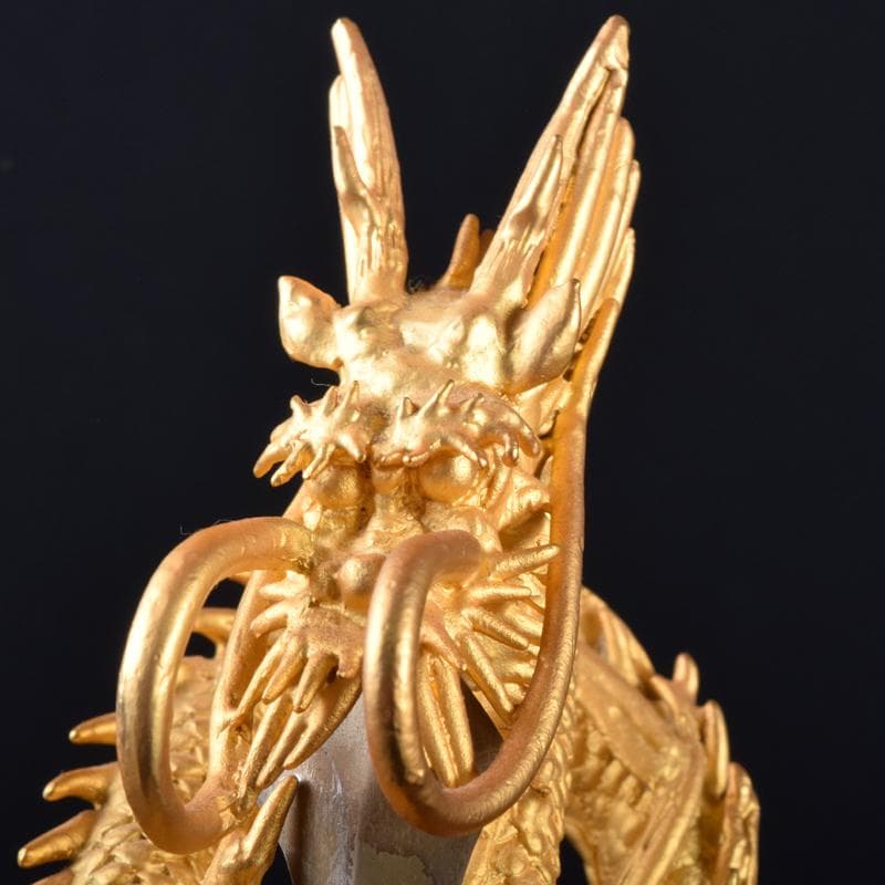 仏教美術　古銅鍍金　龍神　倶利伽羅大龍　不動明王　置物　時代箱付　M　7049