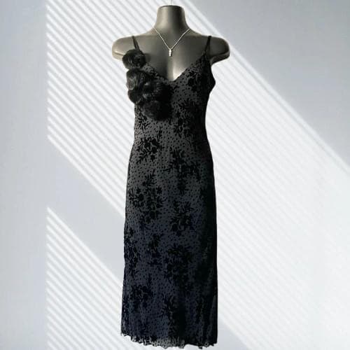 ブルガール／アンナモリナーリ シルク ワンピース 38 黒 結婚式 パーティー