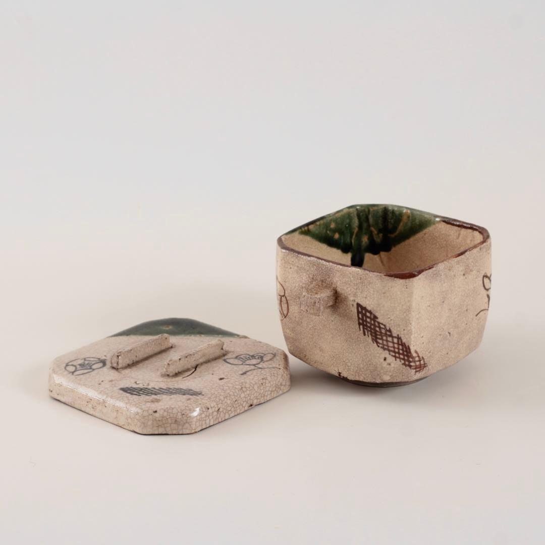 復興織部 再興織部 向付 四方形茶碗 No.3 古美術 古道具 アンティーク