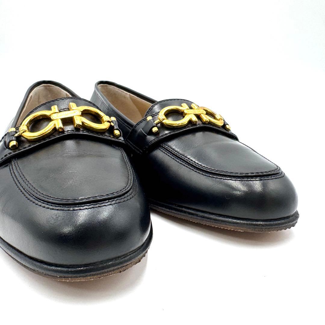 【美品】Ferragamo ガンチーニ ブラック ローファー 23.5㎝