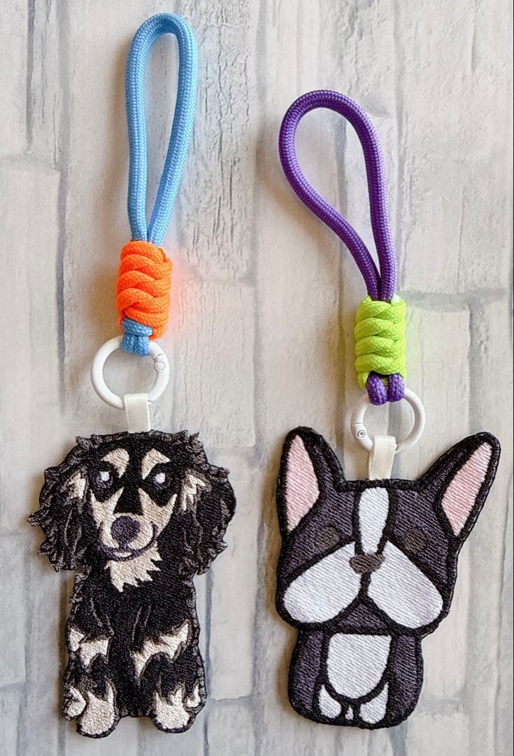 専用　ハンドメイド　刺繍　ダックス　ボストンテリア　キーホルダー