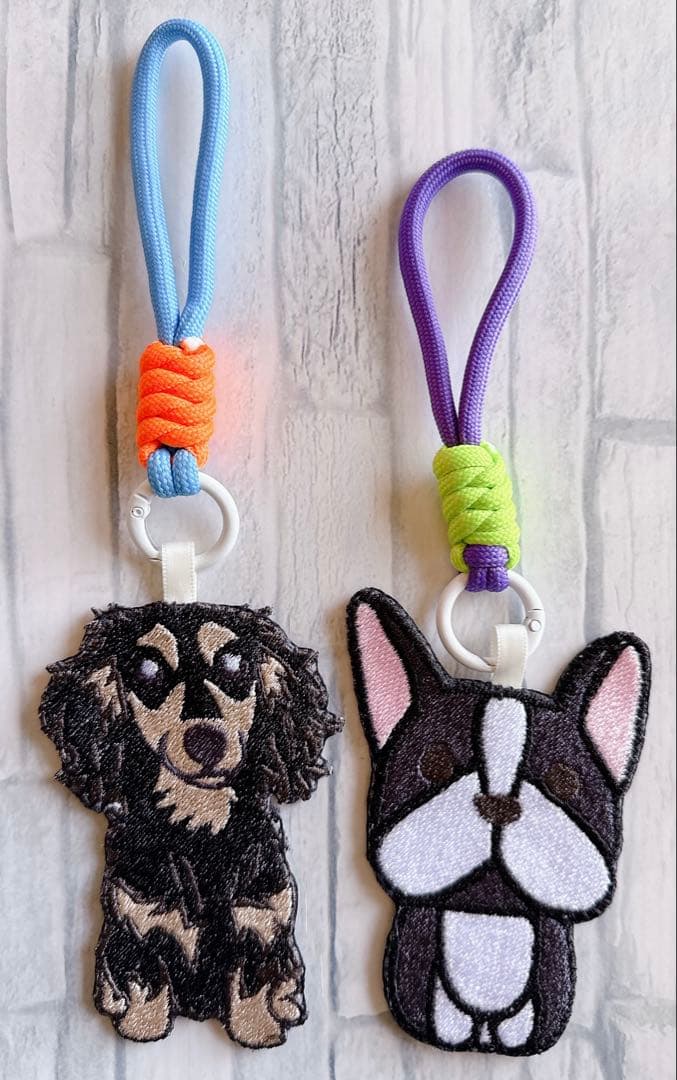 専用　ハンドメイド　刺繍　ダックス　ボストンテリア　キーホルダー