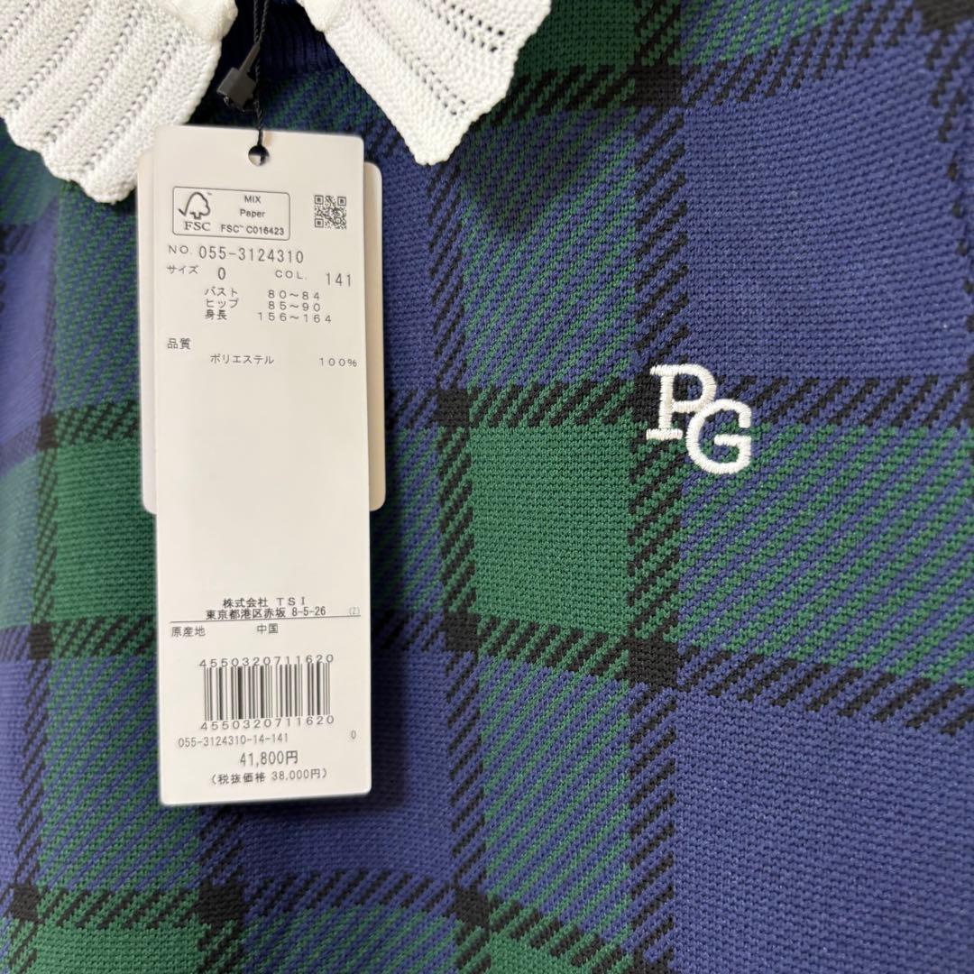 【新品】パーリーゲイツ 光栓 チェック柄 ノースリーブ ワンピース ニット