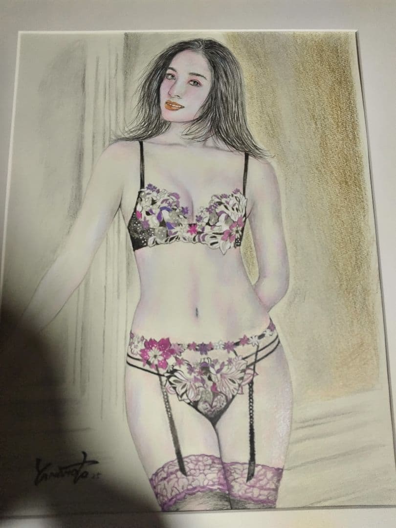 裸婦、美人画、絵画６号、光りの中W真作、山本英二、額縁、肉筆、高塚省吾、宮永岳彦