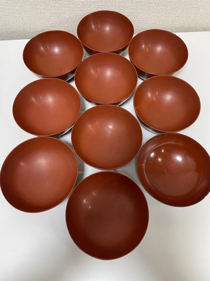 漆器 懐石道具 芦泉謹製 木製溜塗 雑煮椀 吸物椀 10客揃 内朱 鶴 鳥柄