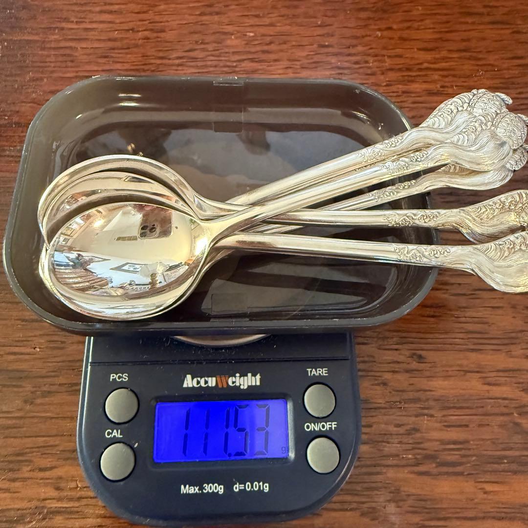 純銀亀紋スプーンセット　6本セット　115g