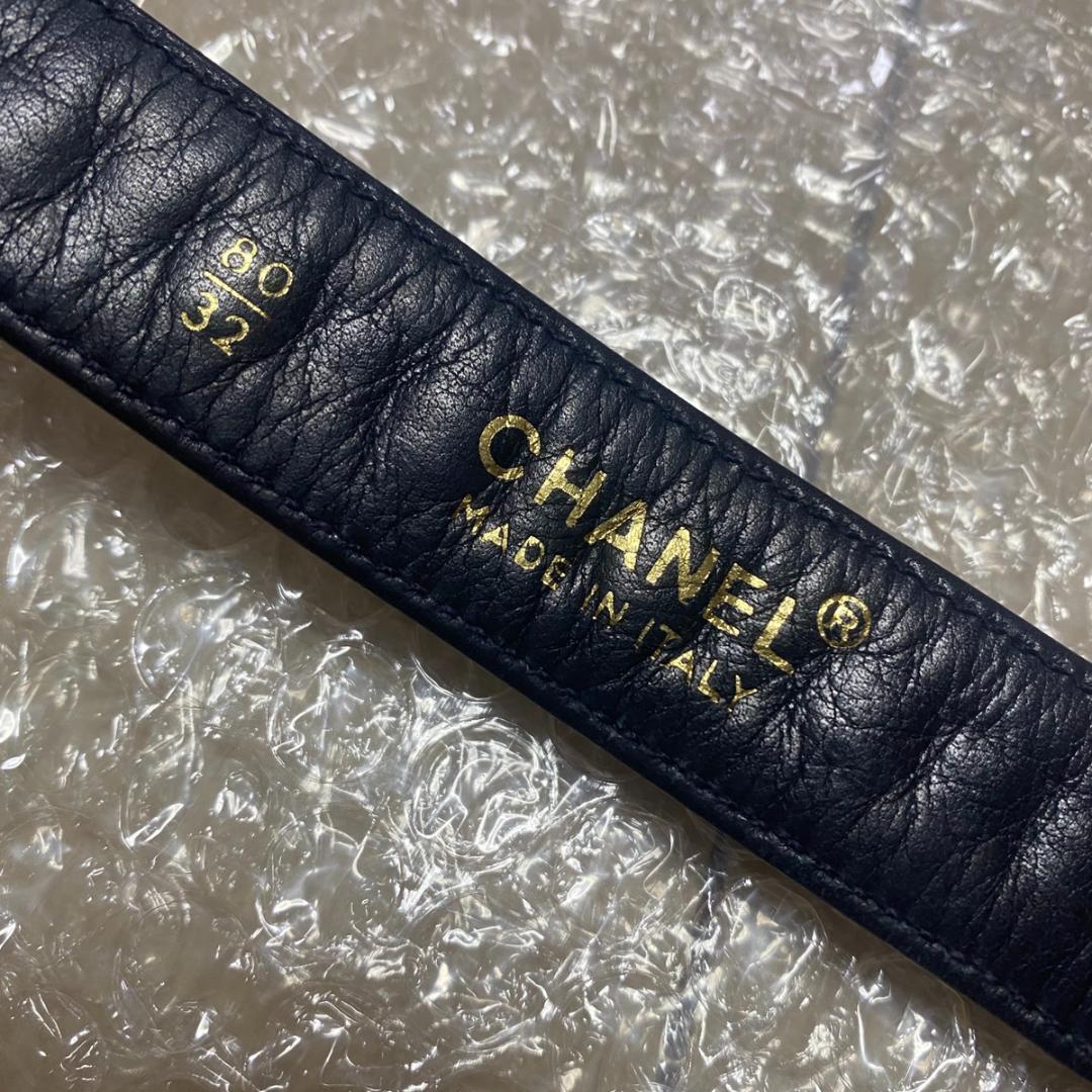 Chanel チェーン レザー ベルト レディース ブラック