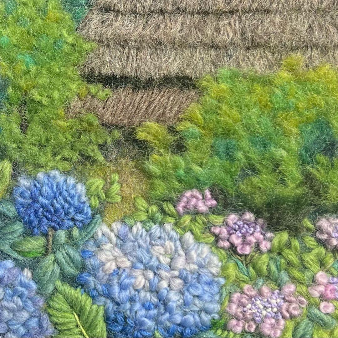 チ*コ様 羊毛フェルト　羊毛絵画『山郷の紫陽花』ハンドメイド　羊毛刺繍