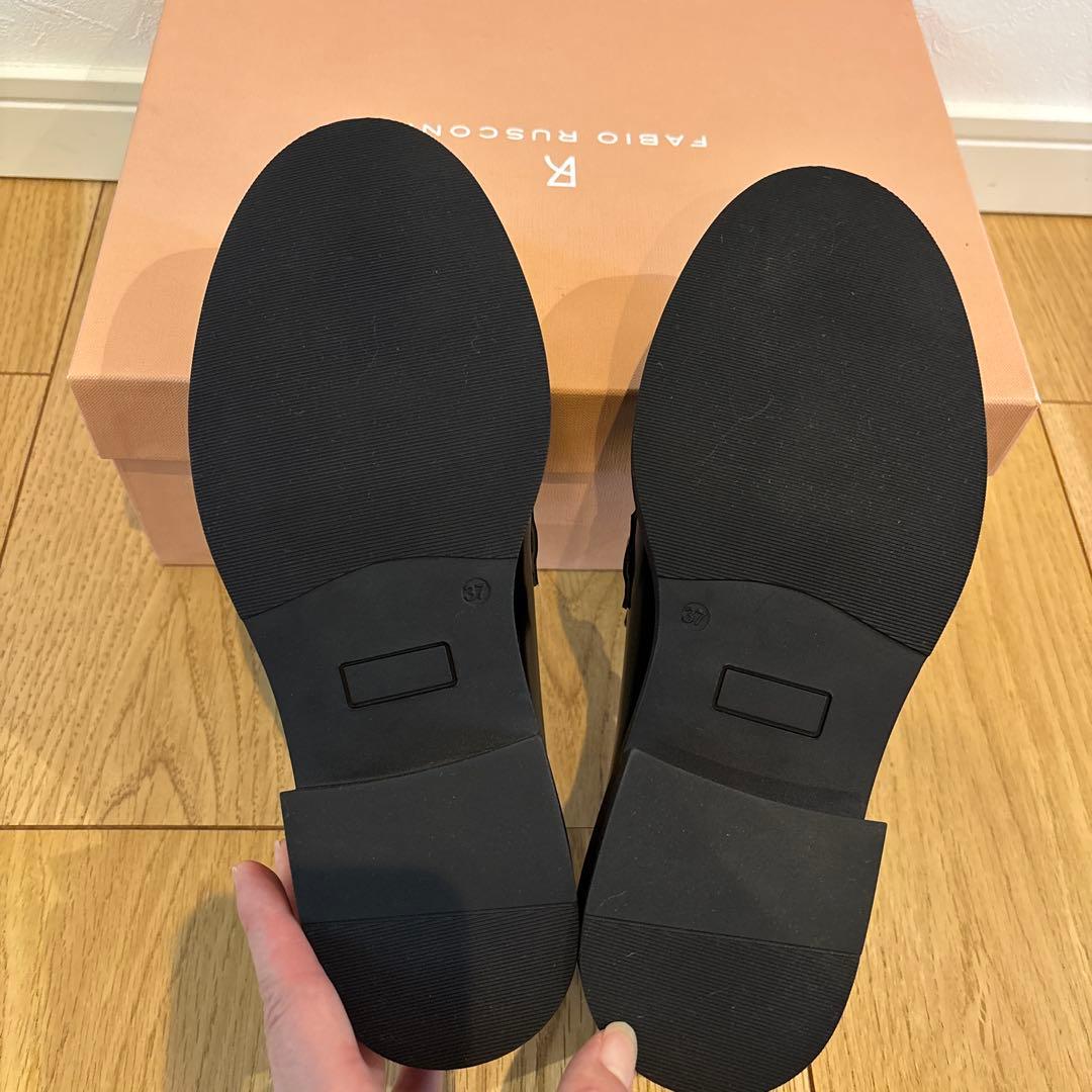 FABIO RUSCONI ブラックレザーローファー37/23.5-24.0cm