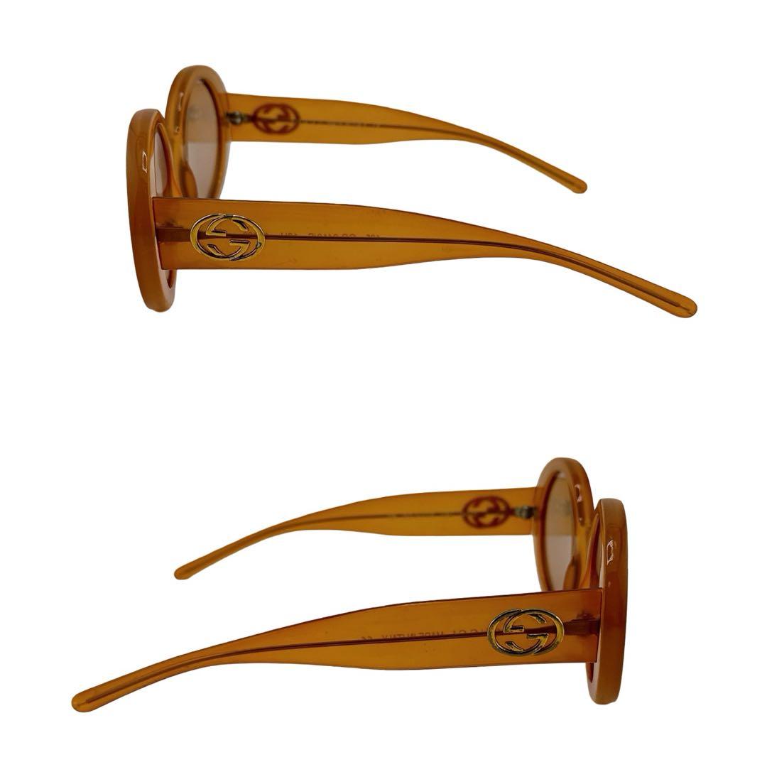 グッチ 度なし サングラス サイドロゴ GGロゴ オレンジ ゴールド レディース