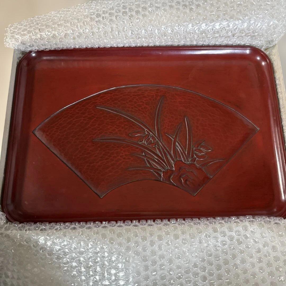 鎌倉彫 赤色盆 ５枚セット