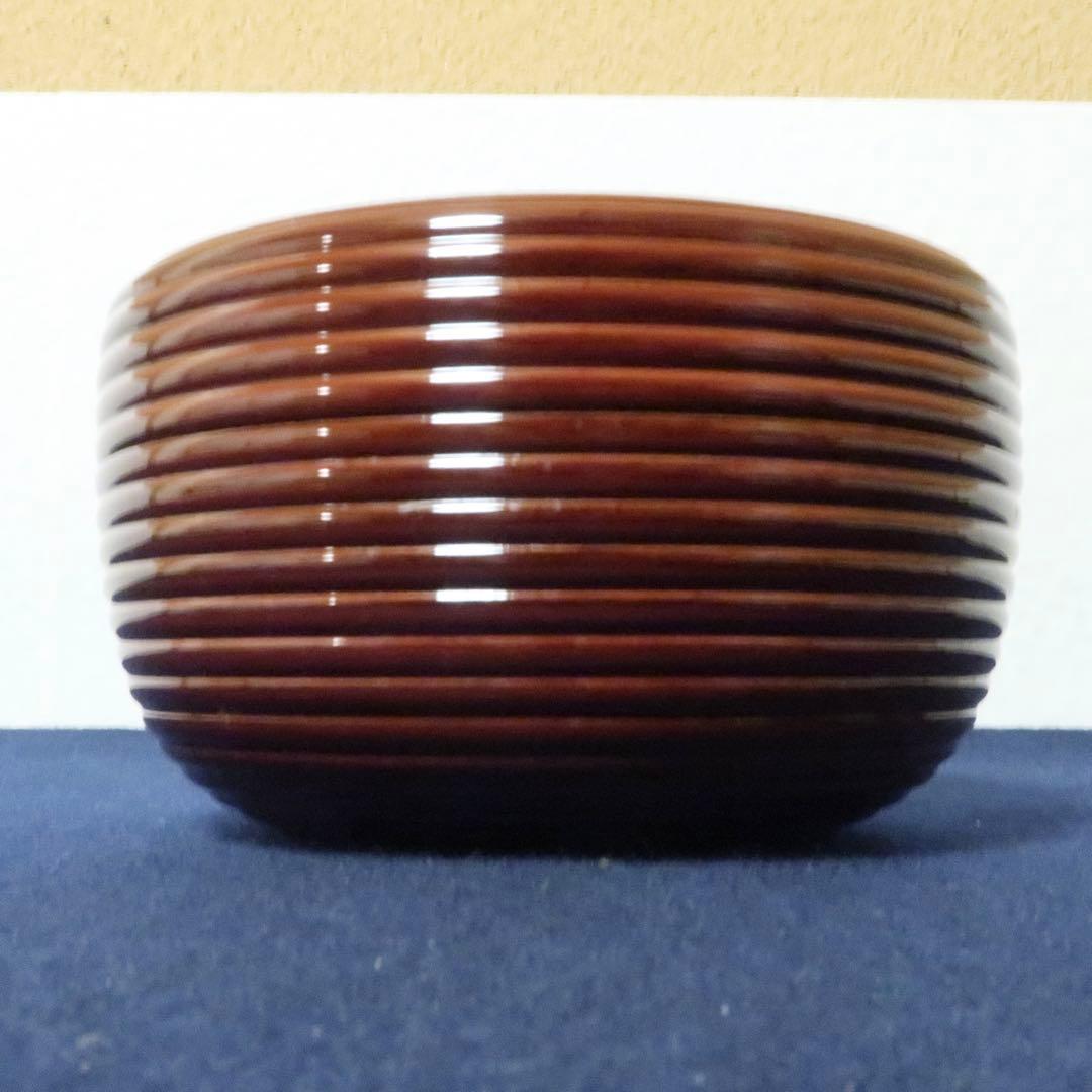 【茶道具】溜ロクロ目丸食籠　木箱なし