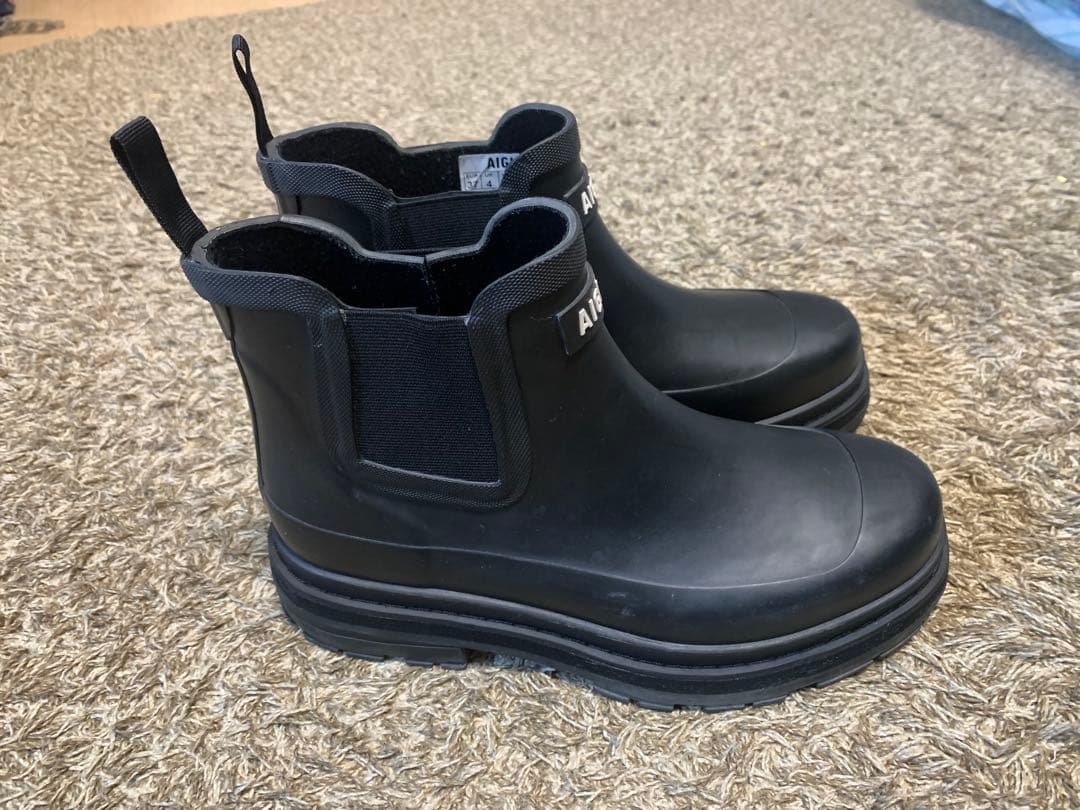 AIGLE ソフトレイン2 ラバーブーツ　サイドゴア長靴　ブラック