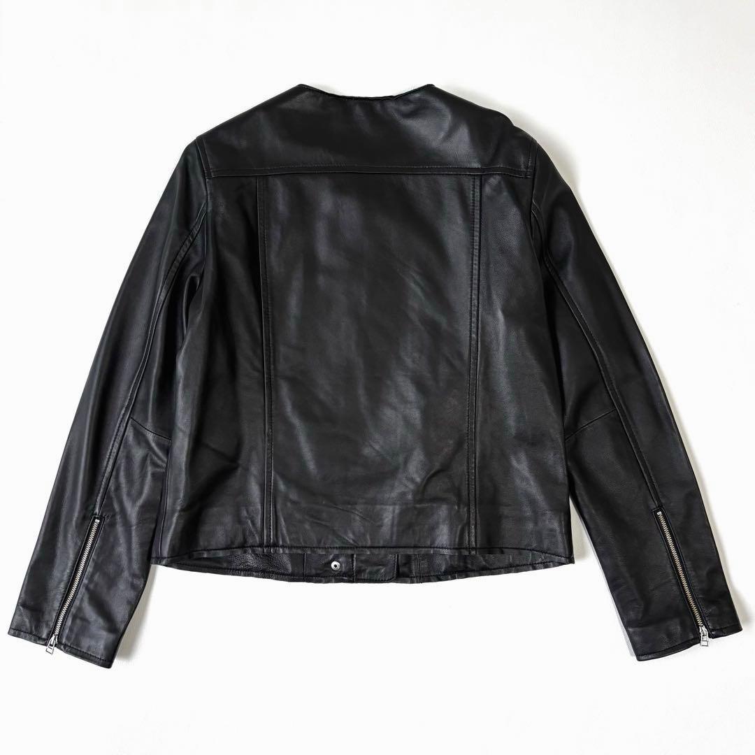 もりのがっこう ラムレザーノーカラージャケットブルゾン L