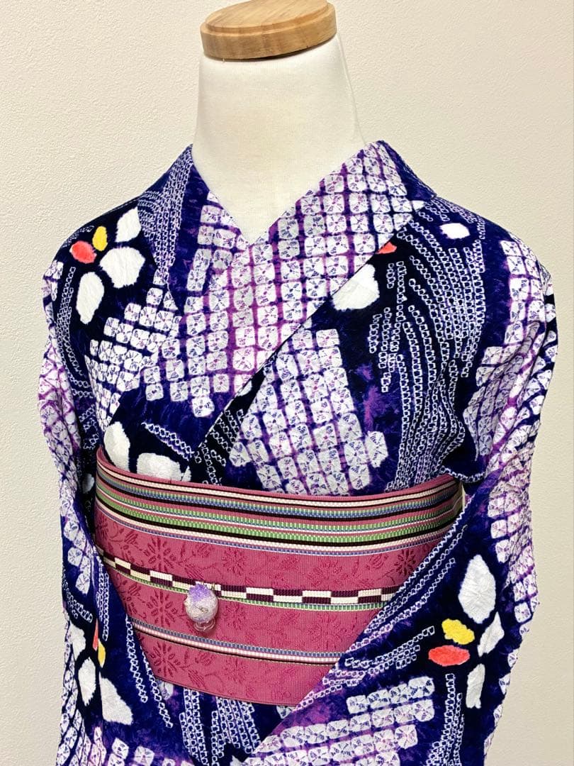 出品明日まで！　浴衣　有松鳴海絞り　菖蒲と流水　裄67.3cm