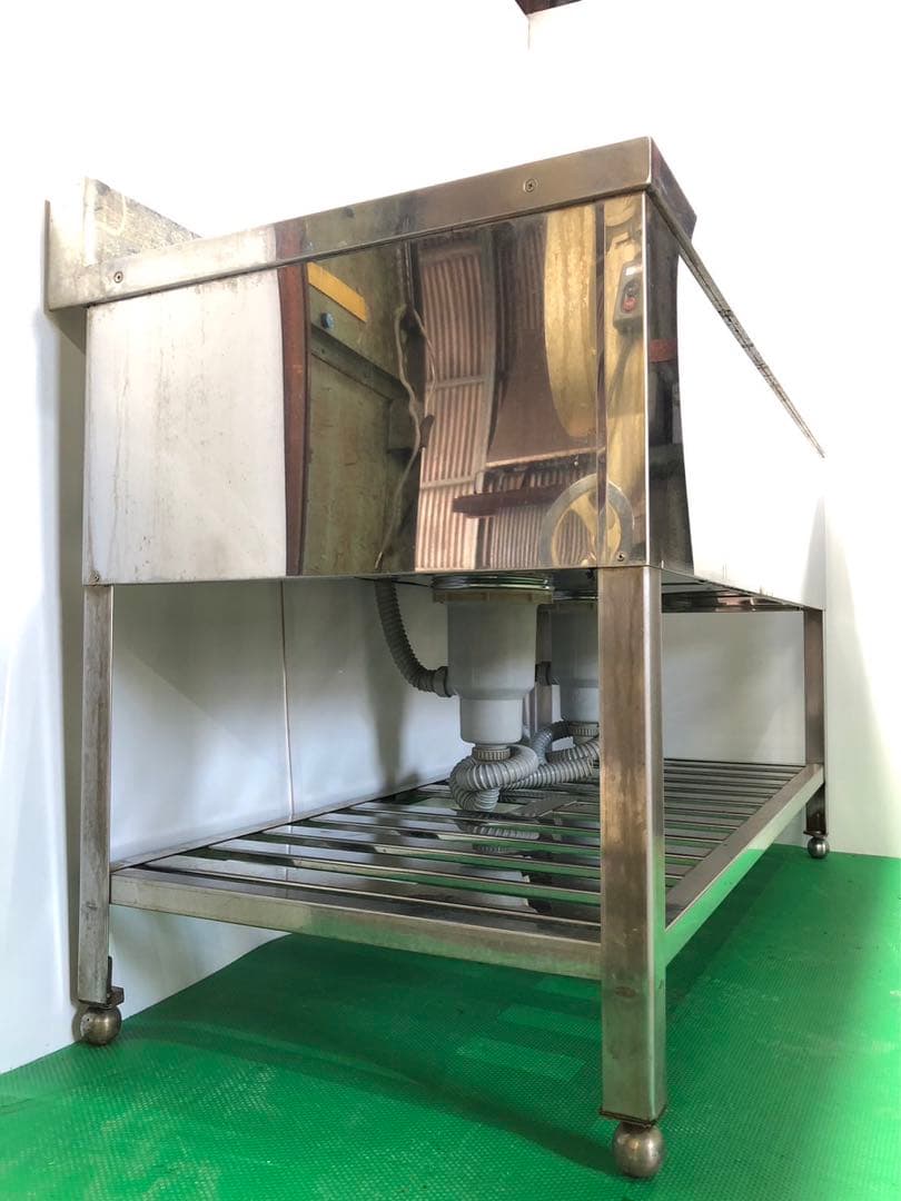 ☆地域限定送料無料☆二槽シンク　水切付　幅1280 ステンレス　業務用