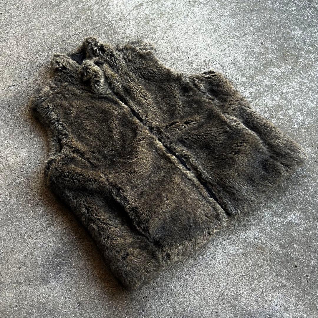 90s Vintage フェイクファー リバーシブルベスト Y2K アーカイブ