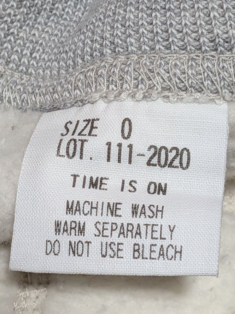 タイムイズオン　吊り編みクラシックスウェットシャツ　サイズ0