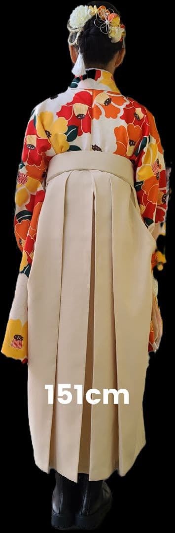 創美苑 袴セット 2尺4寸(91cm) 卒業式　髪飾り付き　オレンジ系