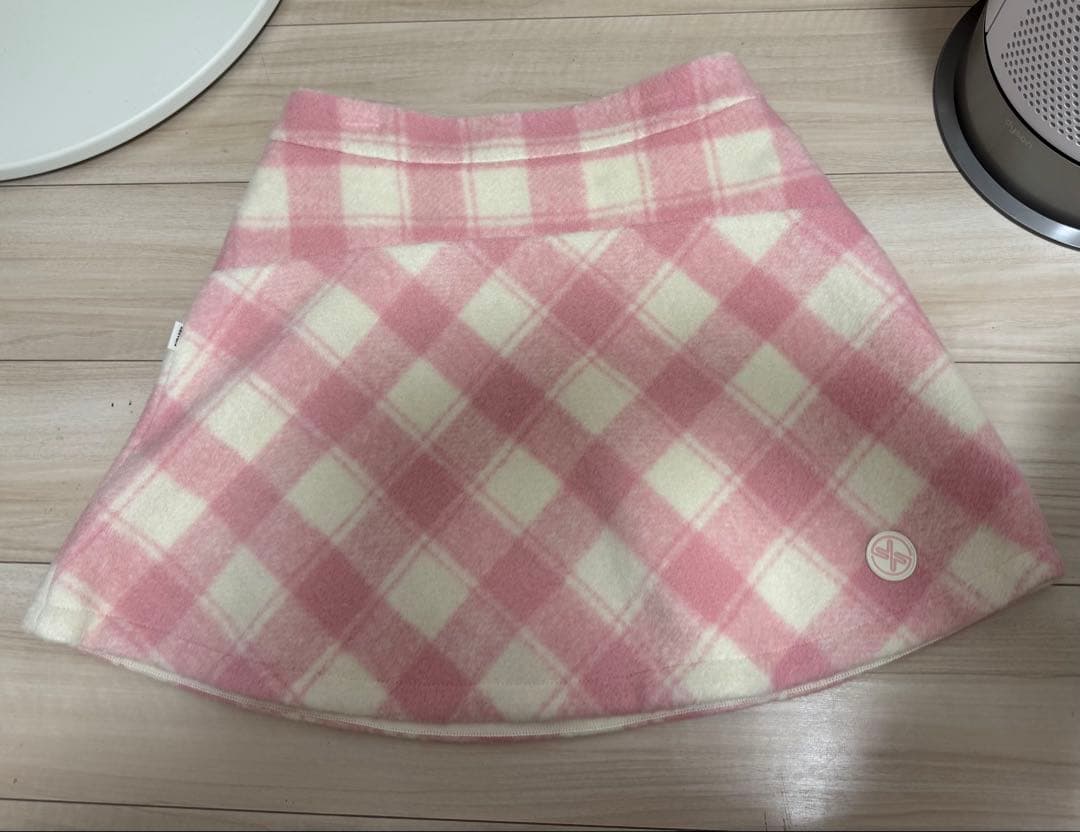XEXYMIX ウールライク チェック柄 台形スカート 裏起毛ショートパンツ付き