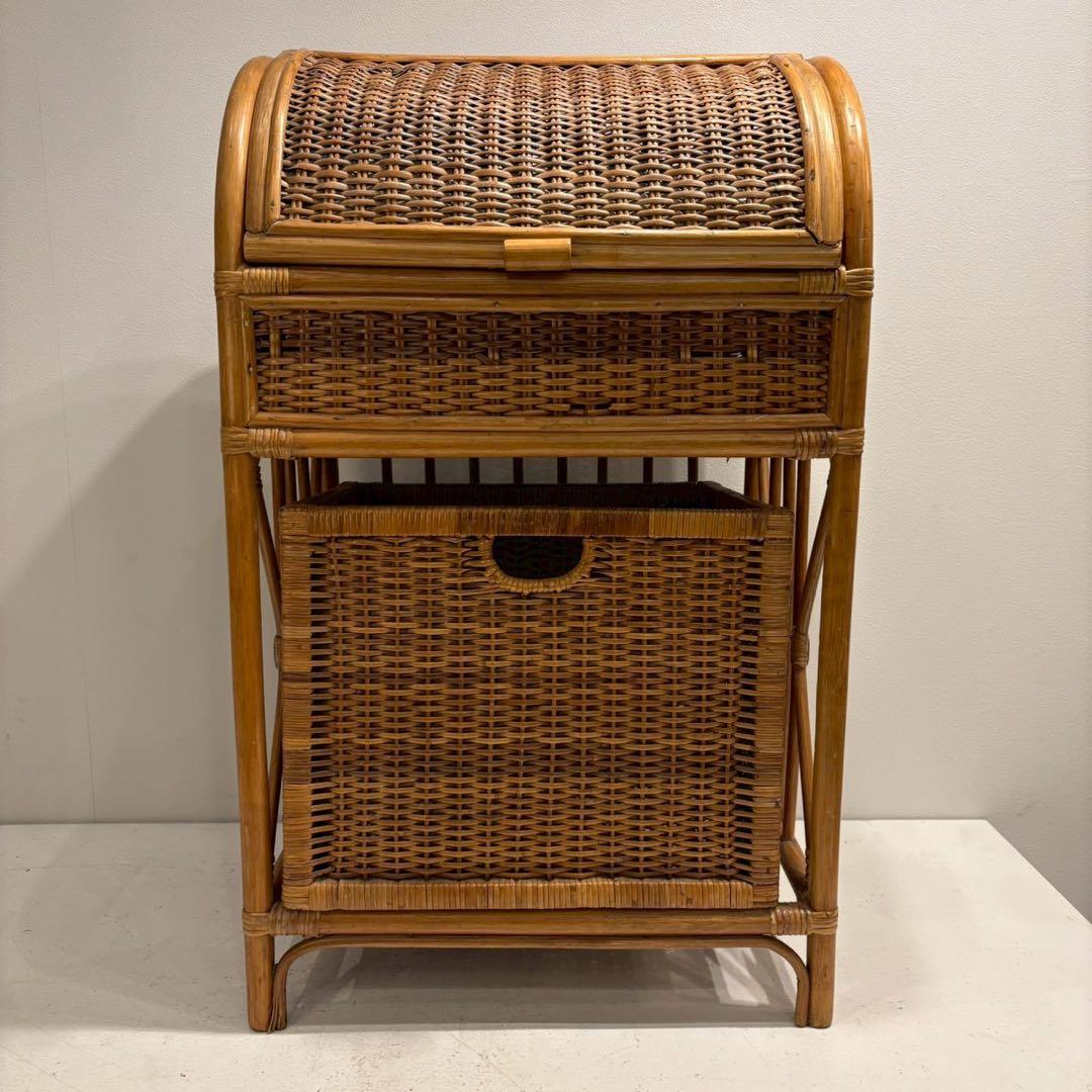 ラタン　ビンテージ　ランドリーラック
