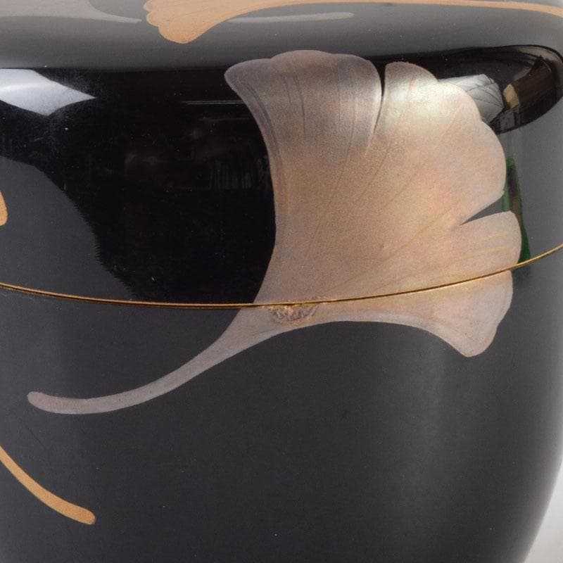 茶道具　塗師　越山作　銀杏蒔絵　中棗　共布共箱　V　9193