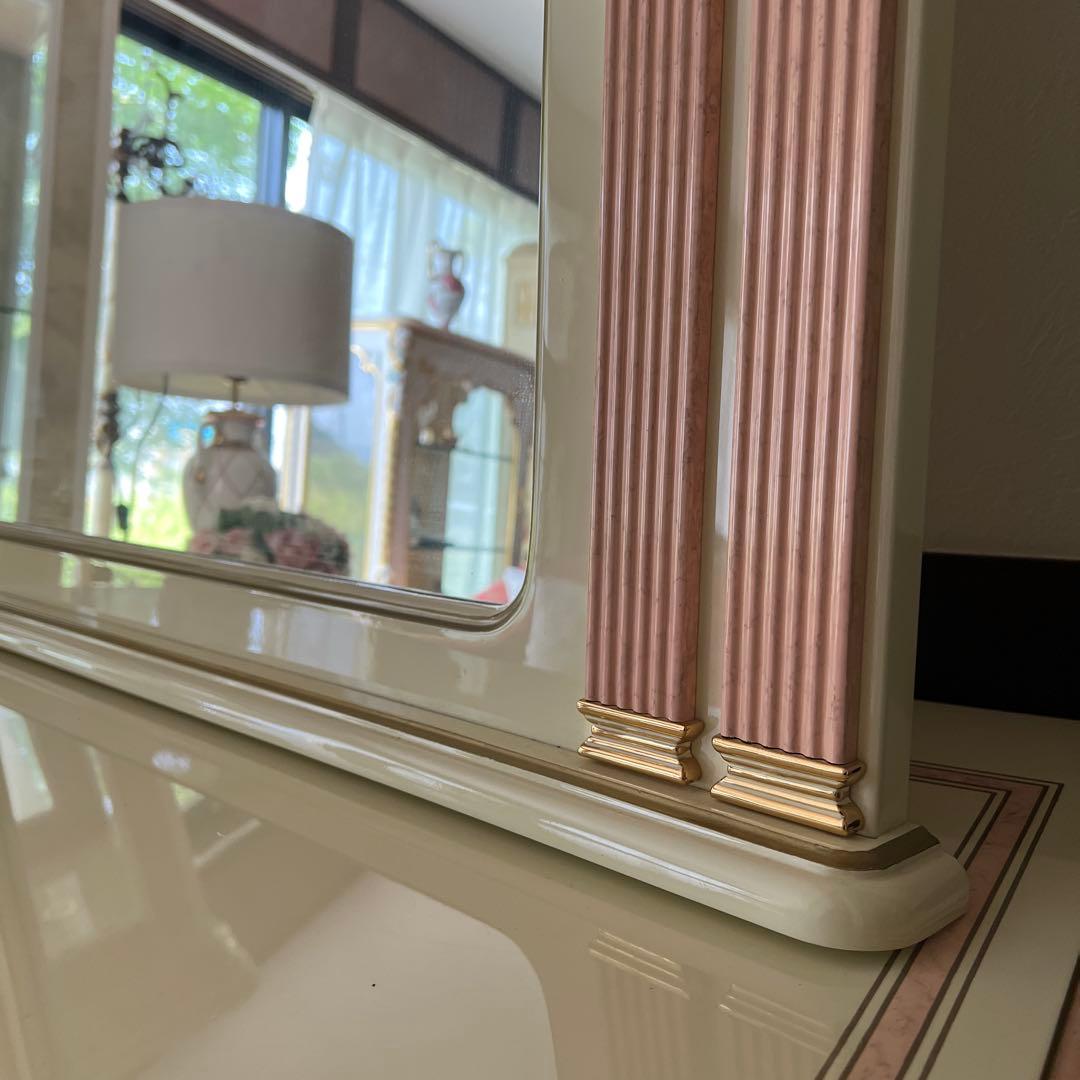 k411r120 イタリア製 ロココ調ドレッサー・チェアセット 姫系 白家具