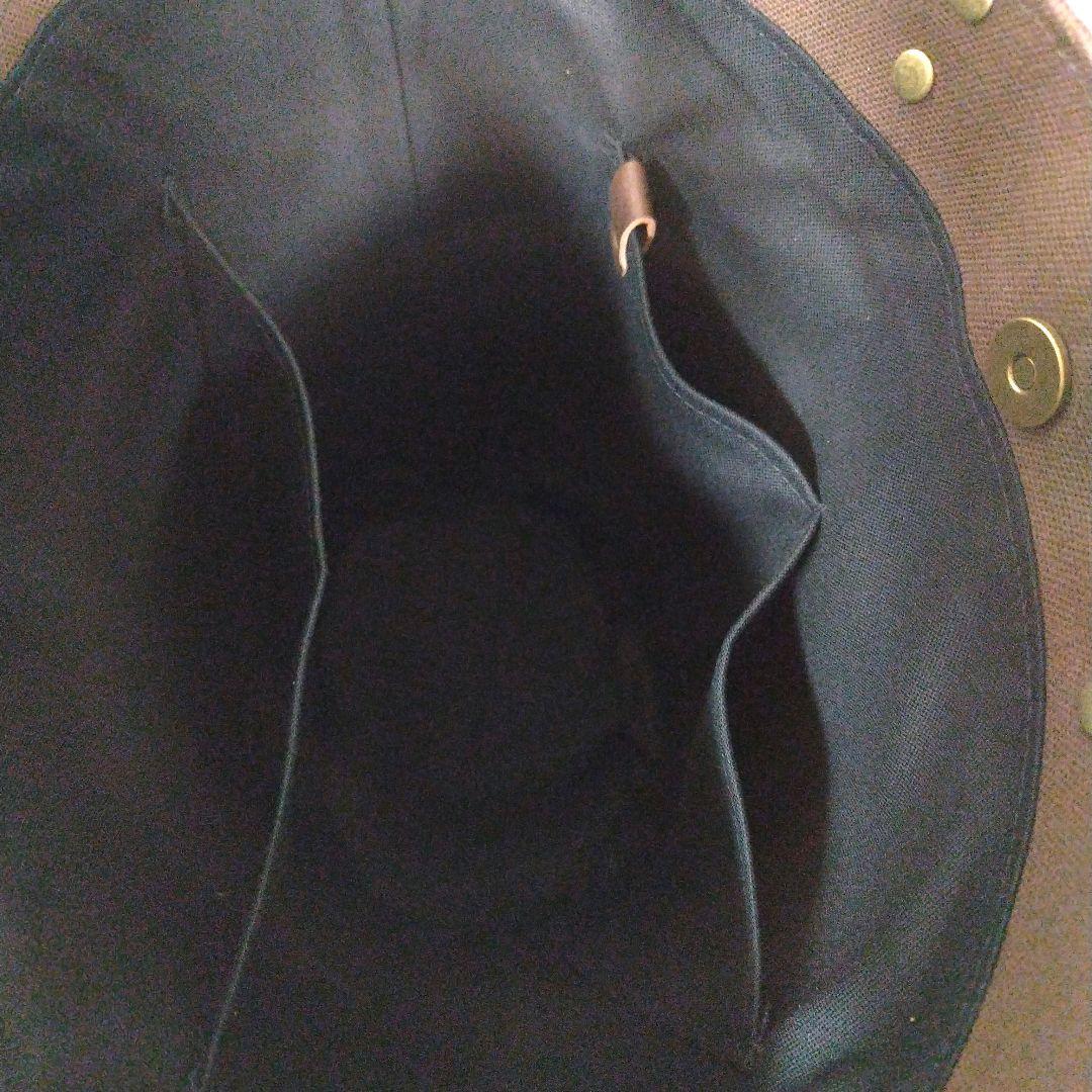 ハンドメイド、トートバック、帆布 マルシェ、ブラウン、バイカラースモーキーピンク